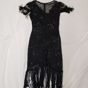 Unique Vintage Black Flapper Dress SZ S